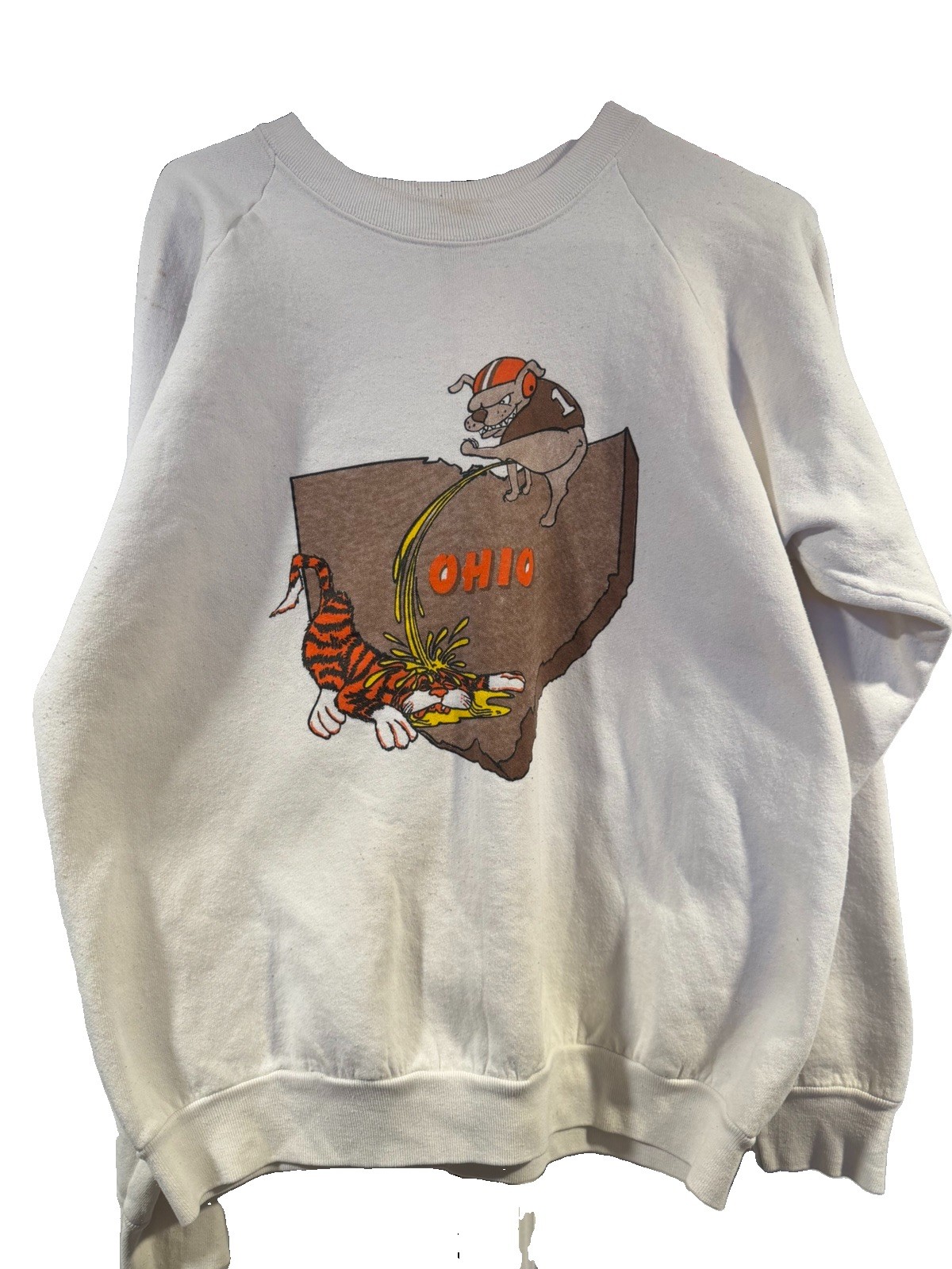 Vintage Fruit of the Loom Men\'s XL White Crewneck Sweatshirt Cleveland Browns