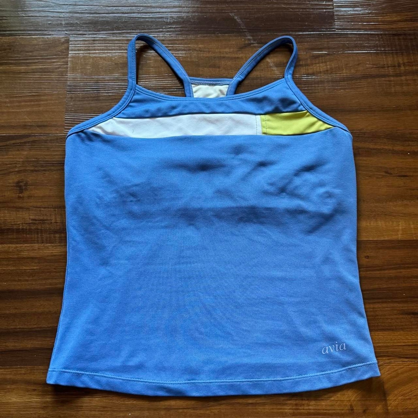 Avia Y2K Women\'s Blue, Green, and White Workout Top