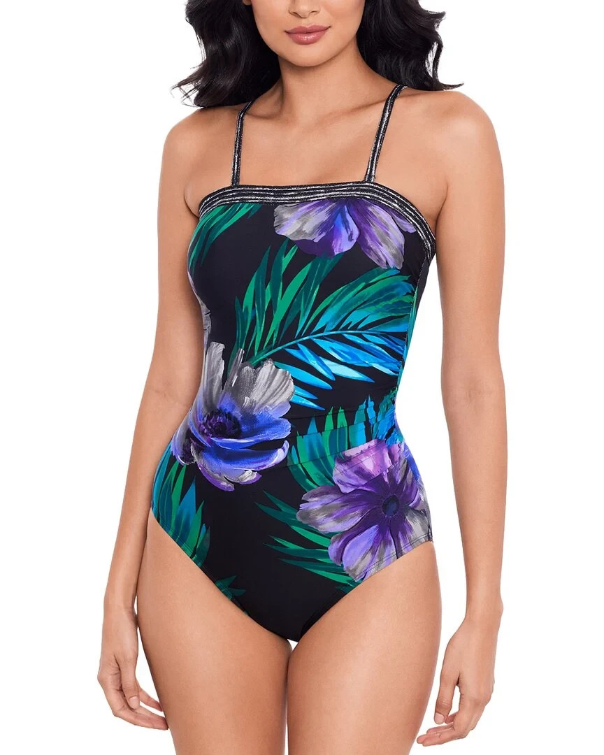 NWT- MIRACLESUIT \'Flora Aura Avanti\' 1-Piece Swimsuit, Black Multi - Size 14