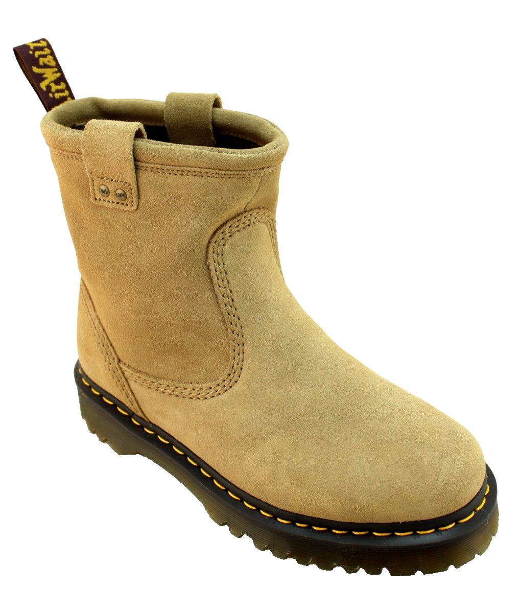 New DR MARTENS Anistone Lo Men\'s 13 Savannah Tan Leather Biker Boots MSRP $170