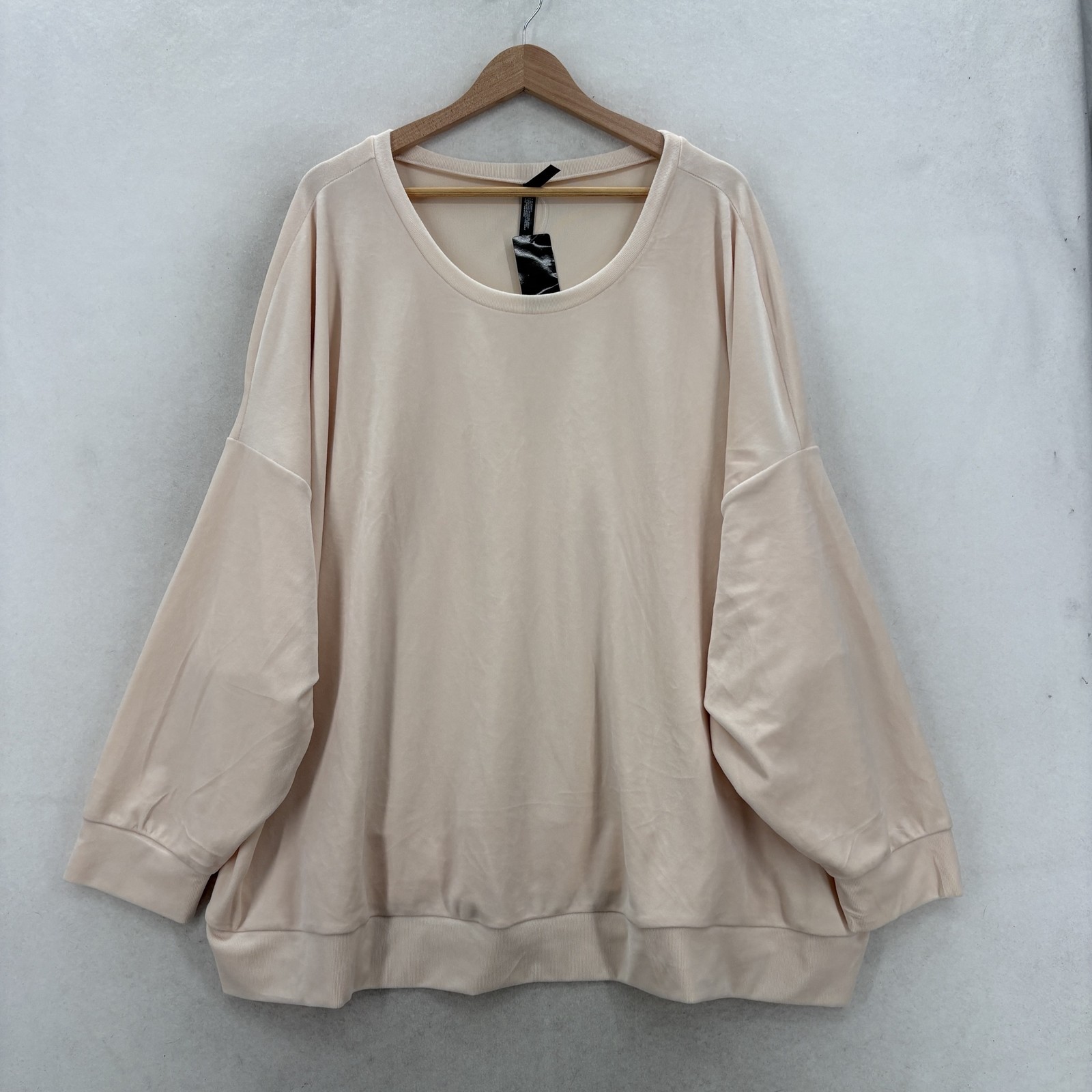 Torrid Velour Sweatshirt Womens 5X Beige Long Sleeve Scoop Neck Lounge Cozy NWT