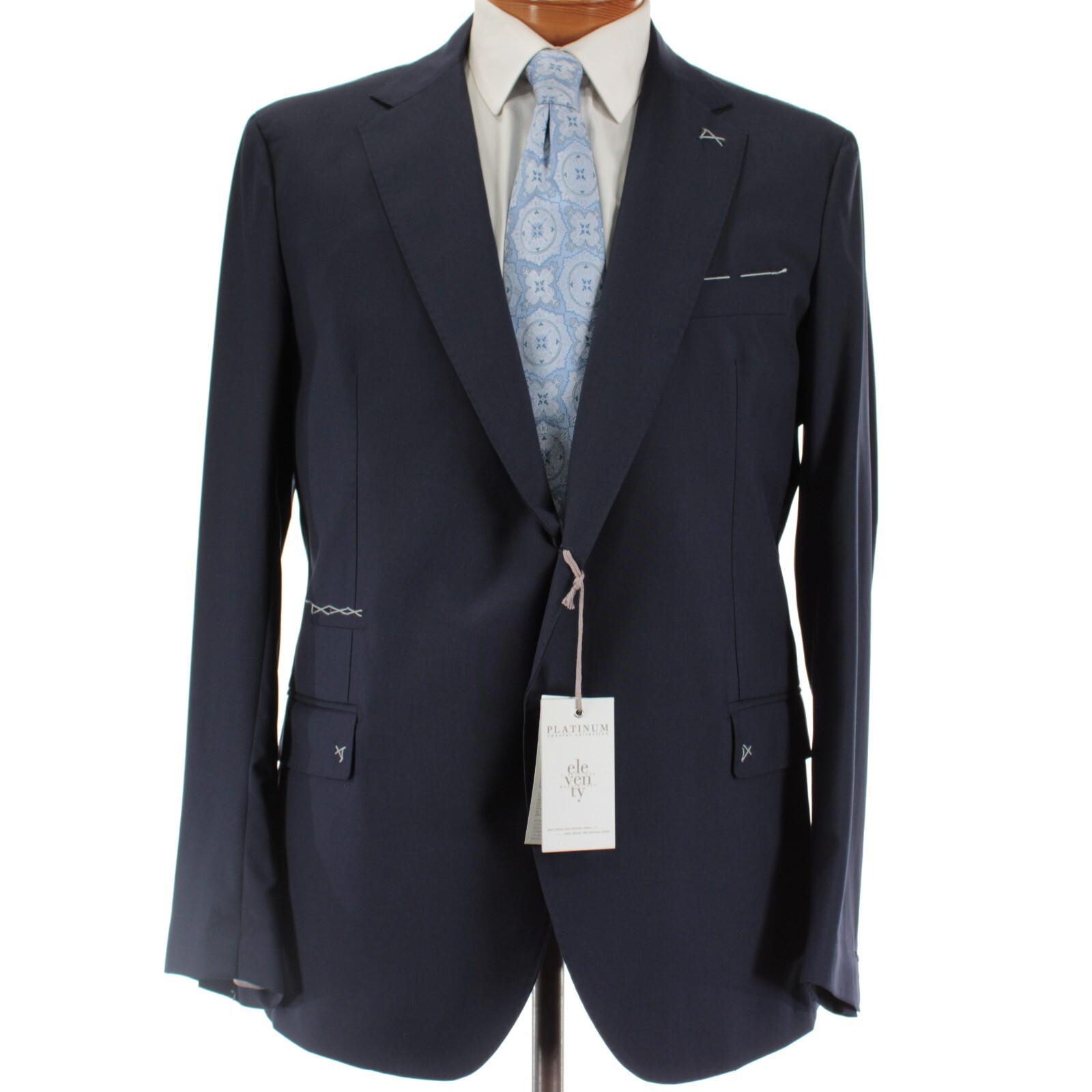 Eleventy Platinum NWT 100% Wool Sport Coat Size 58 (48R US) In Solid Blue