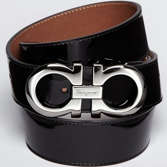 100% Authentic Brand New Ferragamo Gancini Patent Leather Belt 100cm, Adjustable