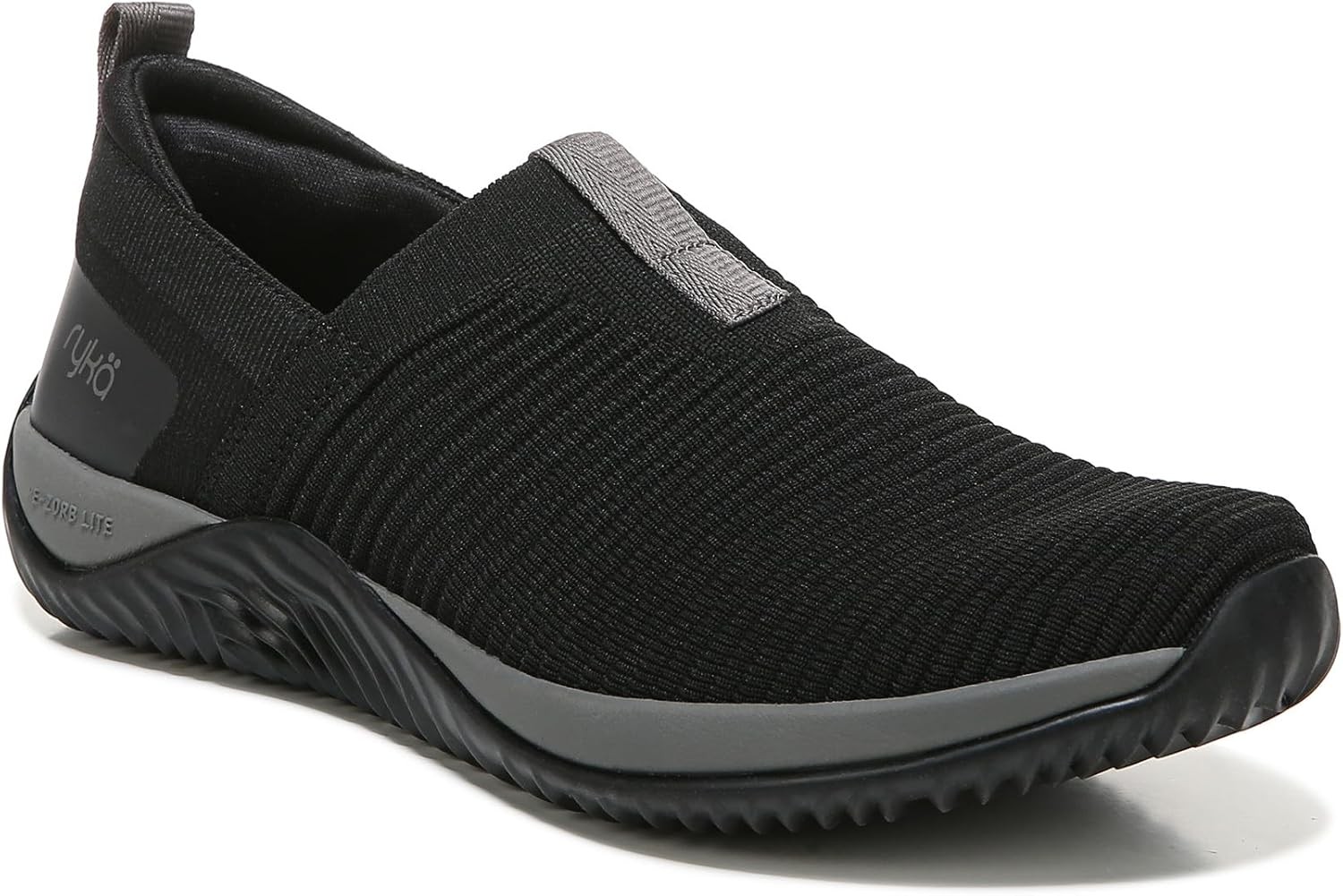 Ryka Women\'s, Echo Knit Slip-On Sneaker Black/Dark Grey 8.5W