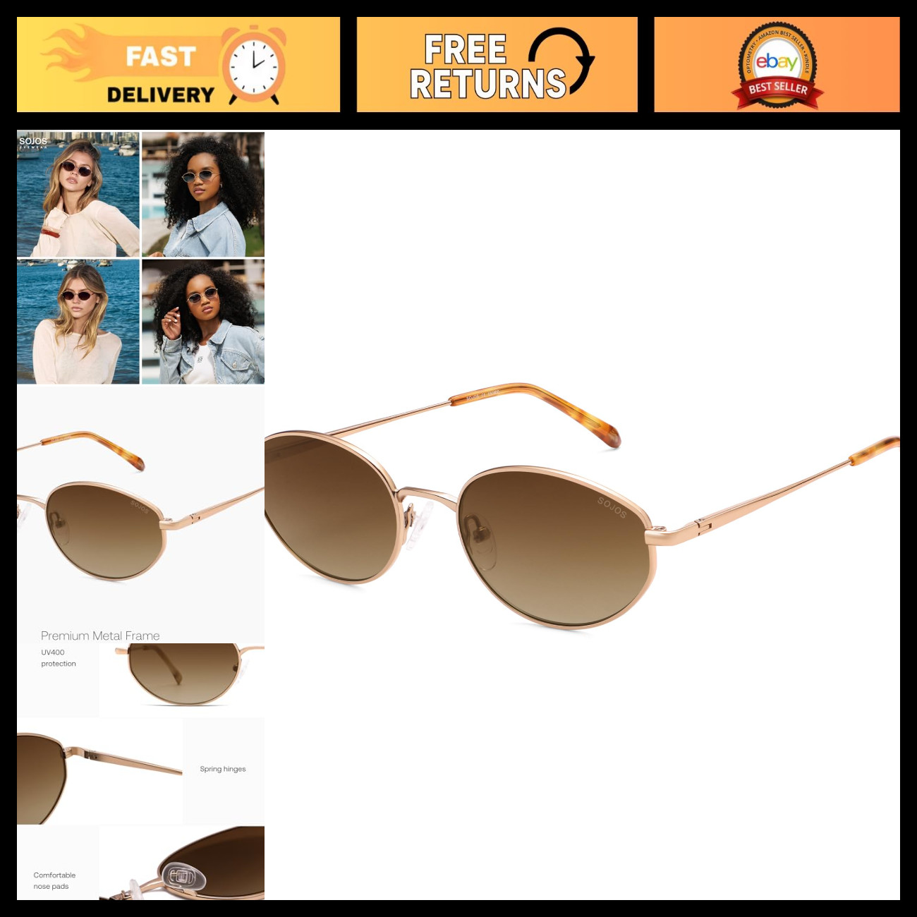 Retro Oval Metal Frame Sunglasses for Women - Stylish UV Protection Eyewear