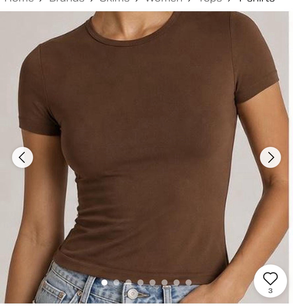 NWT SKIMS Soft Smoothing Seamless T-Shirt Cocoa Brown S Retail $58