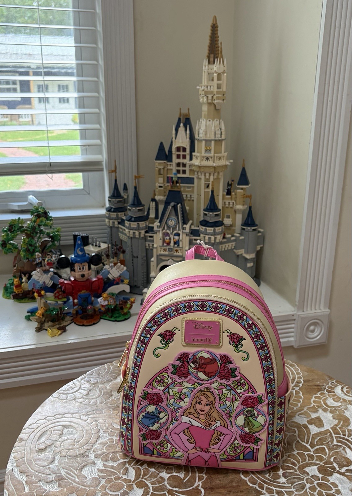 Loungefly Disney Sleeping Beauty Aurora Stained Glass Portrait Mini Backpack 