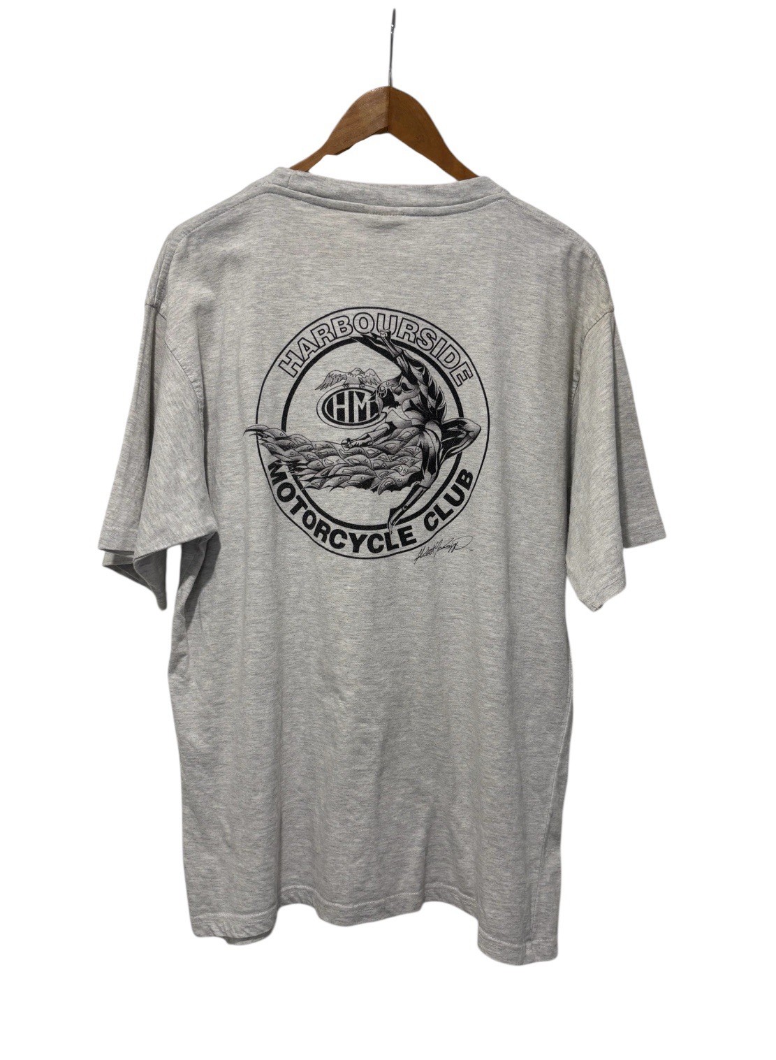 Vintage retro 90s Harbourside Motorcycle Club grey t shirt  Men’s size XL 