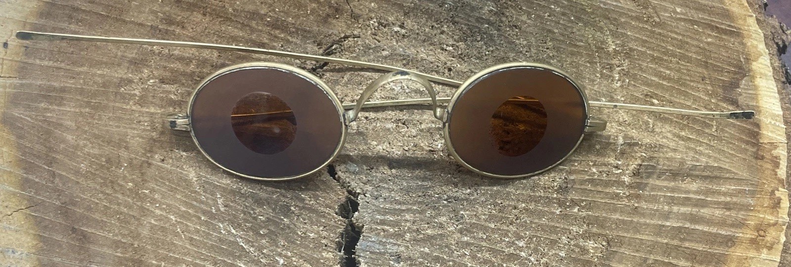 Antique 1870\'s-80s Sharp Shooters Tinted Frost Amber Glasses Shooting Spectacles