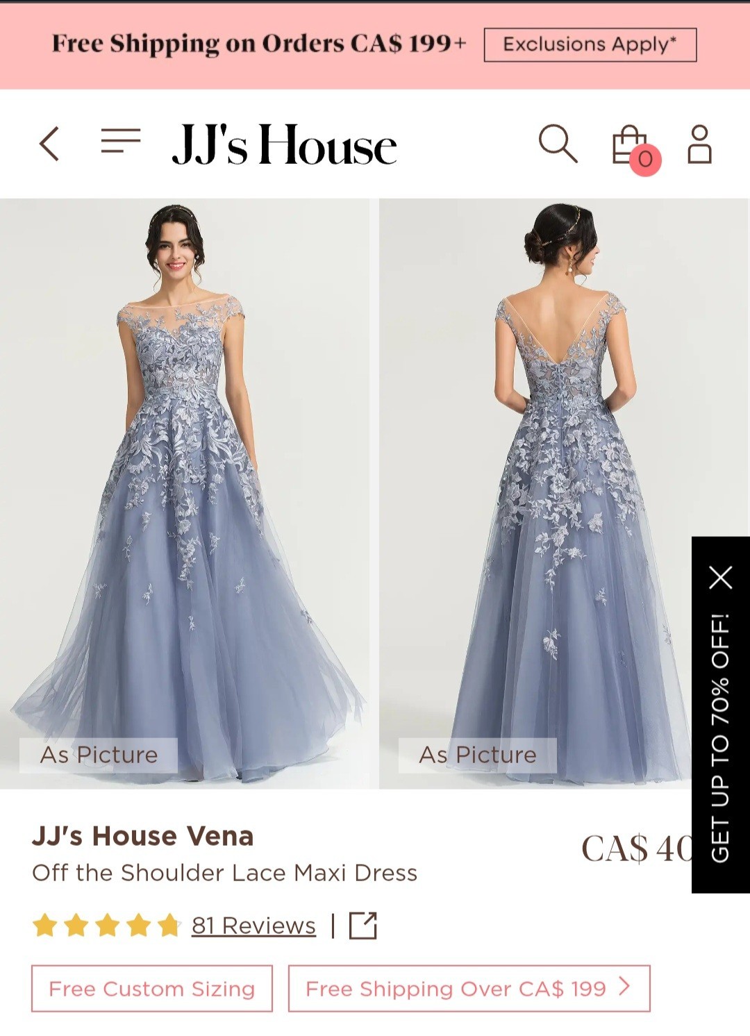 JJ House dress mother of the bride