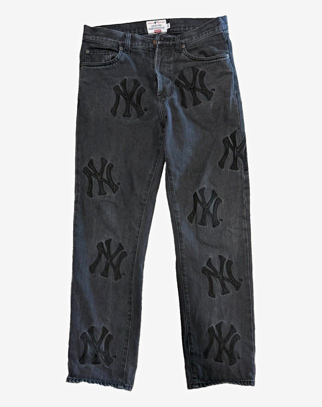 Men’s Supreme x New York Yankees Embroidered Denim Jeans Size US 30