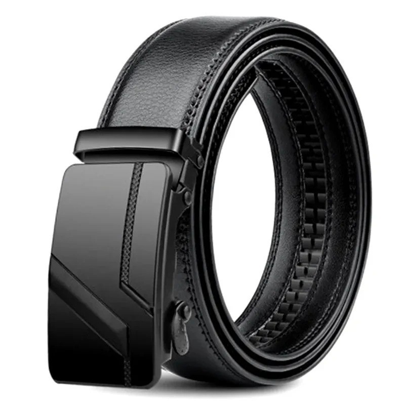 Genuine Leather Mens Ratchet Belt Belts For Men Adjustable Automatic Buckle