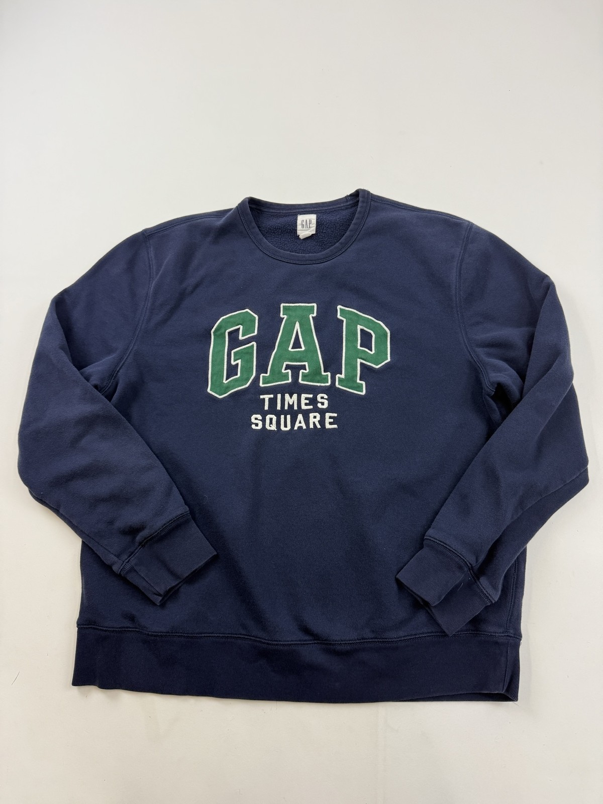Gap Sweatshirt Mens XL Blue Fleece Crewneck Pullover Times Square Logo