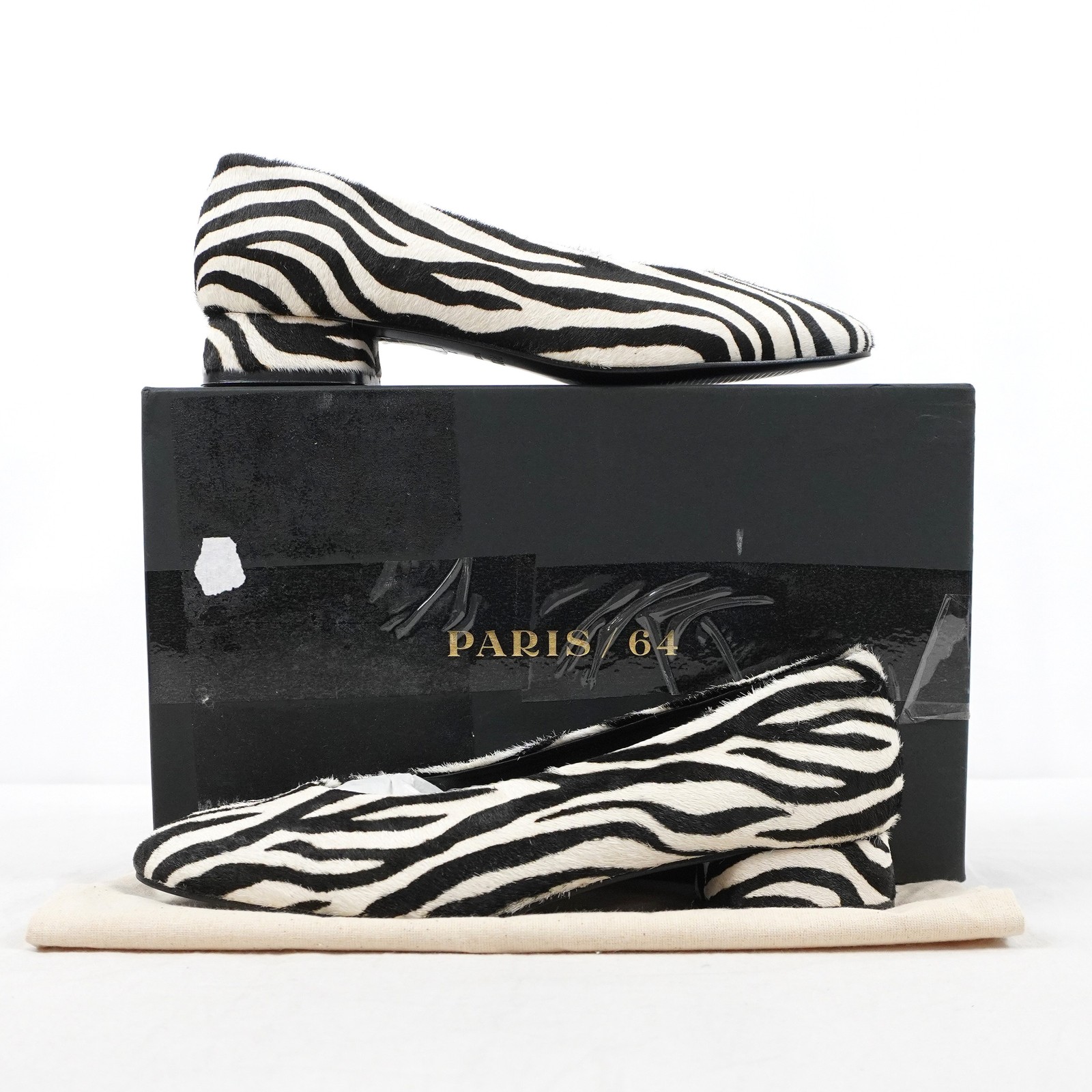 Paris 64 Ballerina Alice Colt Hair Flats In Zebra Print - Women\'s Size EU 38