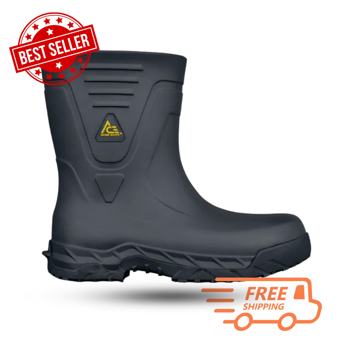 [HOT SALE] ACE Workboots Bullfrog Pro II Soft Toe Black Rubber Work Boots Medium
