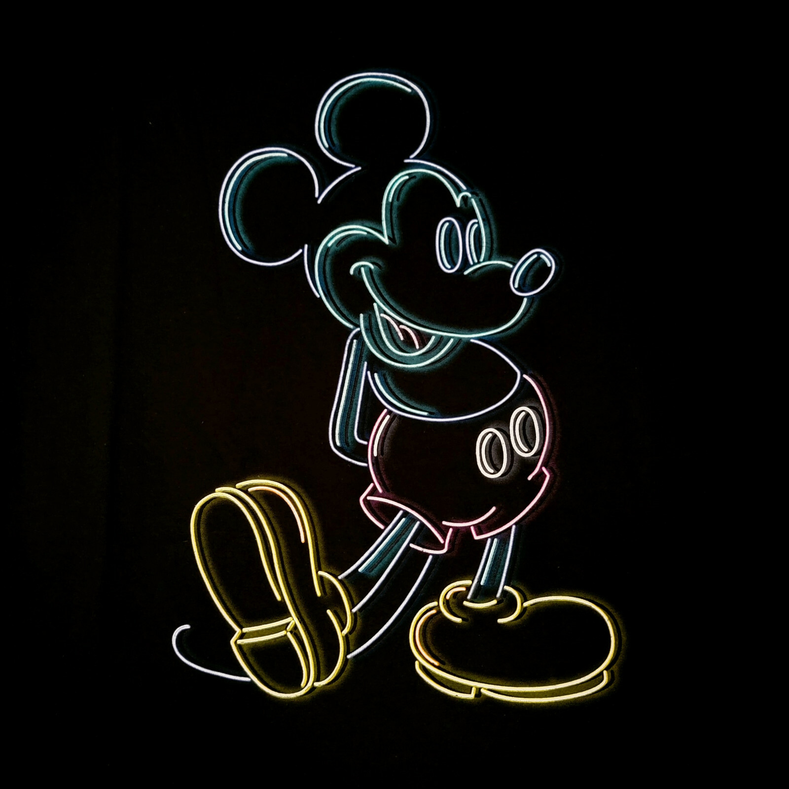 DISNEY MICKEY MOUSE SHIRT MENS EXTRA LARGE XL CASUAL NEON LINE ART DISNEYANA NWT