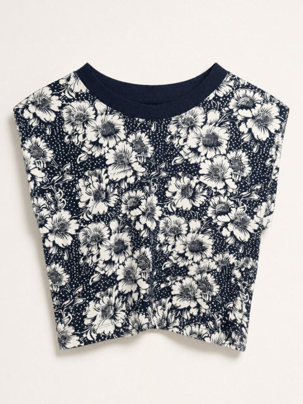 NWT FP Movement by Free People Navy and White Floral Sleeveless Top - Women\'s L