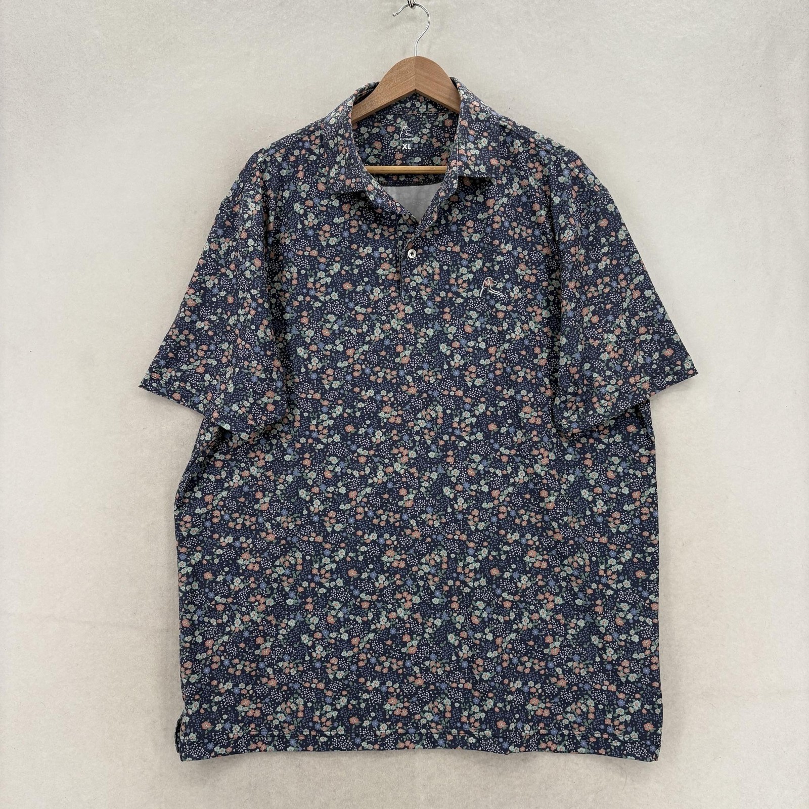 Rhoback The All American Floral Performance Polo Shirt Mens XL Stretch Preppy