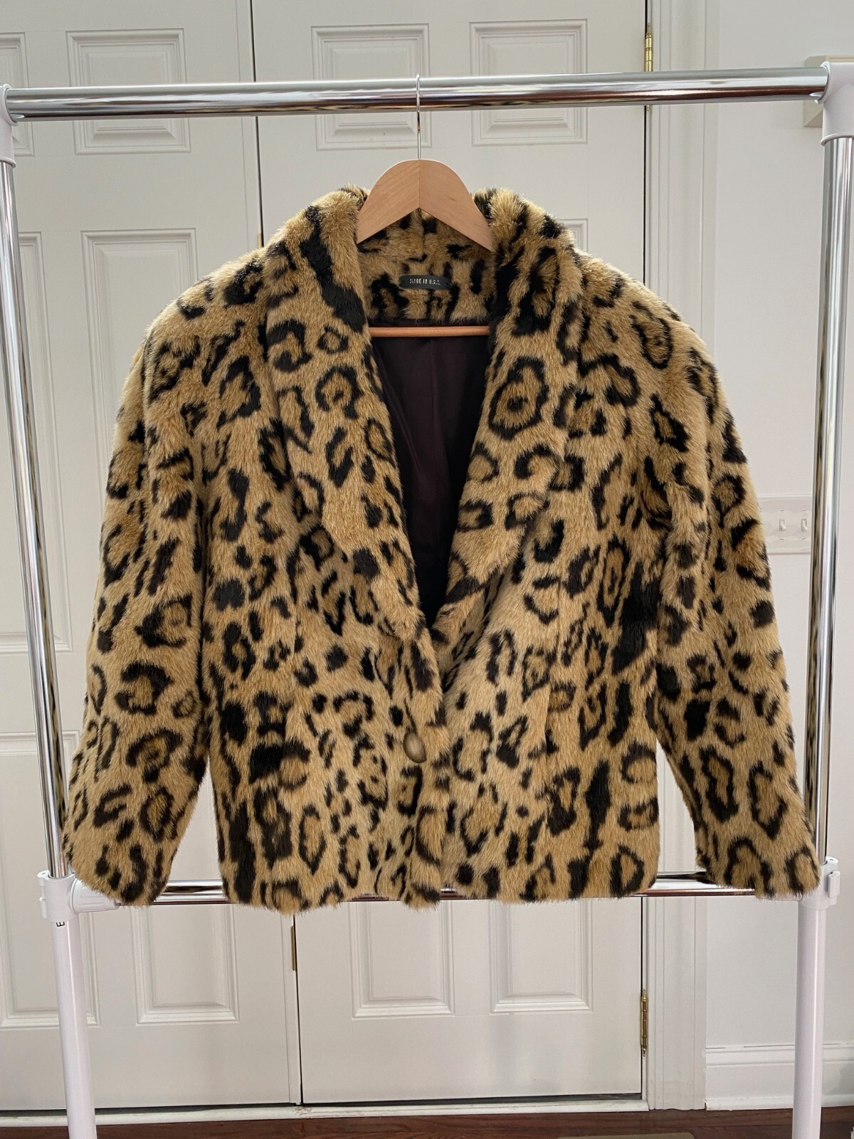 Amazing Vintage Made in USA Animal Print Faux Fur Jacket