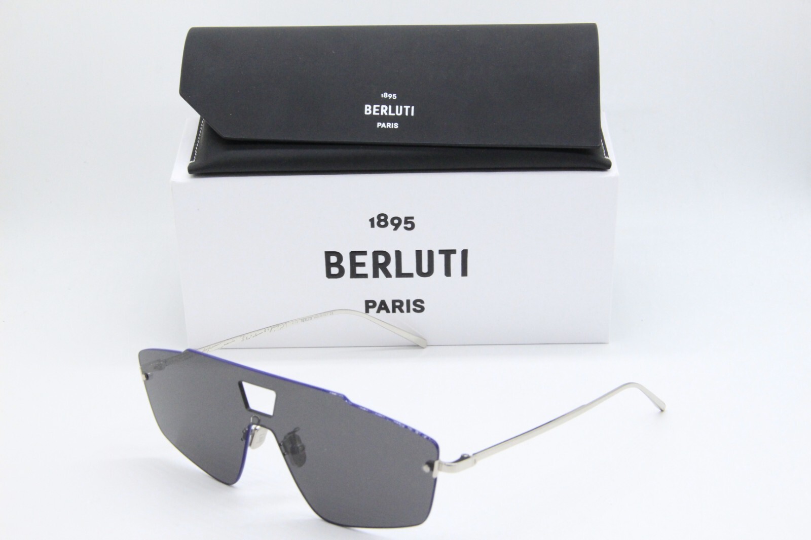 NEW BERLUTI BL 40019U 16A SILVER AUTHENTIC SUNGLASSES W CASE 00-00