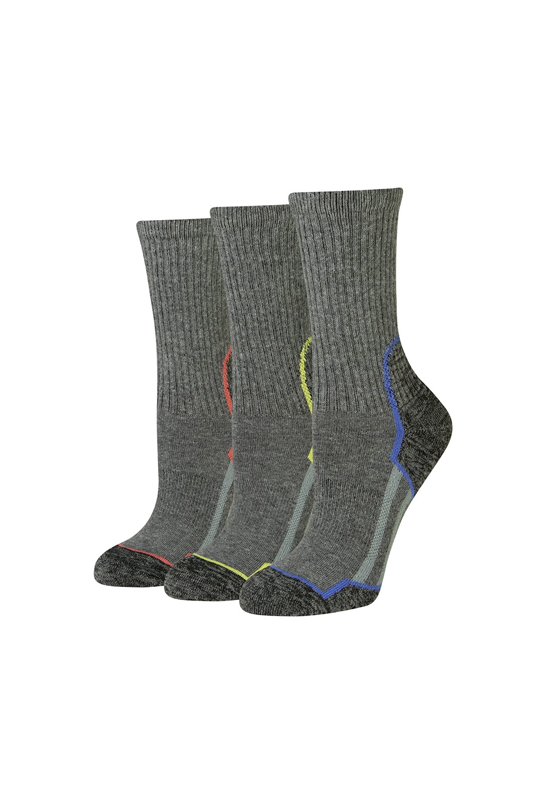 Amazon Essentials Women\'s Comfortable Cushioned Hiking Crew Socks, 3 Pairs, Char