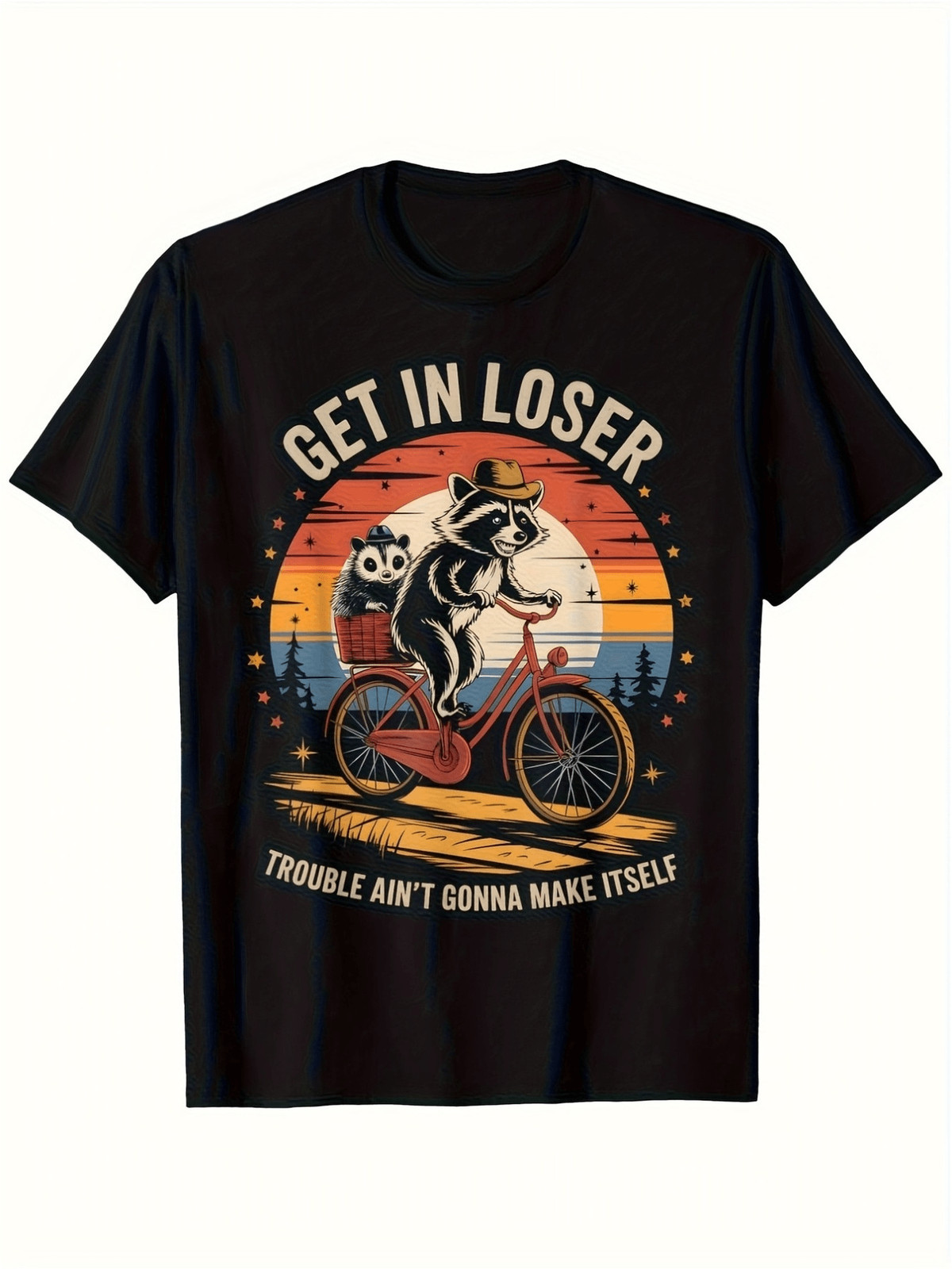 Men's Retro Raccoon & Possum Graphic T-Shirt 