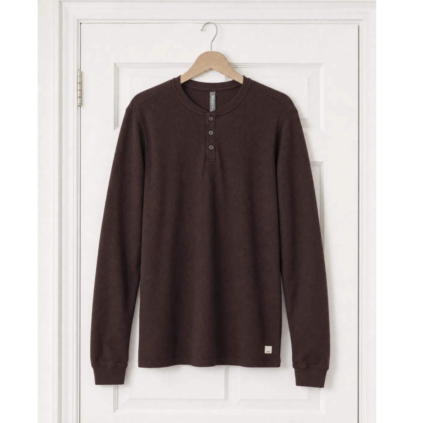 NWT Vuori Men's Waffle Henley, French Roast, New, Sale