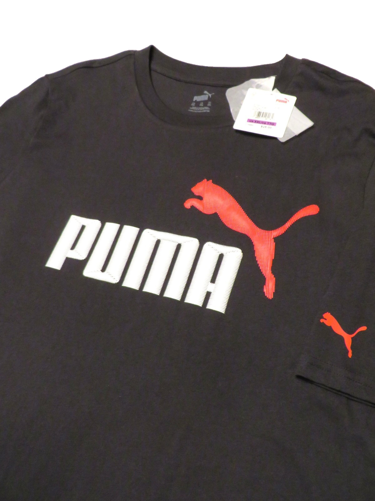 PUMA T-shirt Size 2XL, White Logo with RAISED Puma Design NWT $22.95