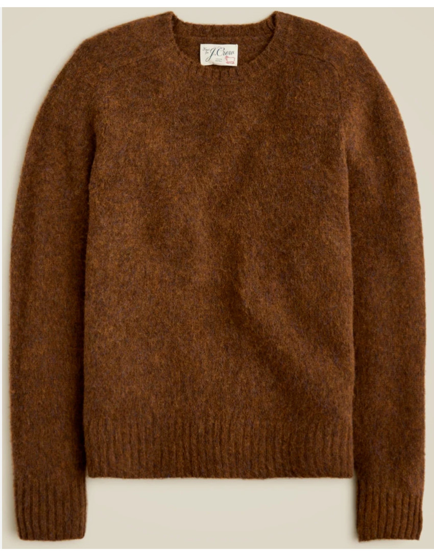 J. CREW Men\'s Brushed Wool Crewneck Sweater Heather Brown - $178 - NWT