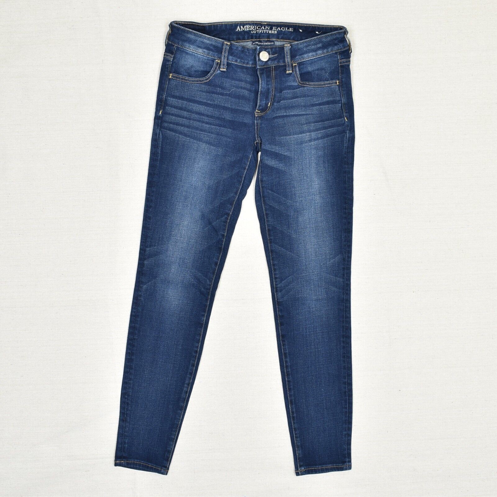 American Eagle Women Cotton Blue Size 4 Jegging Skinny Jeans Zip Solid