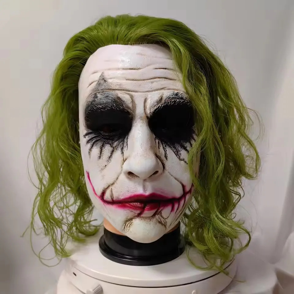 2025 the Dark Knight Joker Cosplay Mask Green Hair Halloween Party Unisex Adult