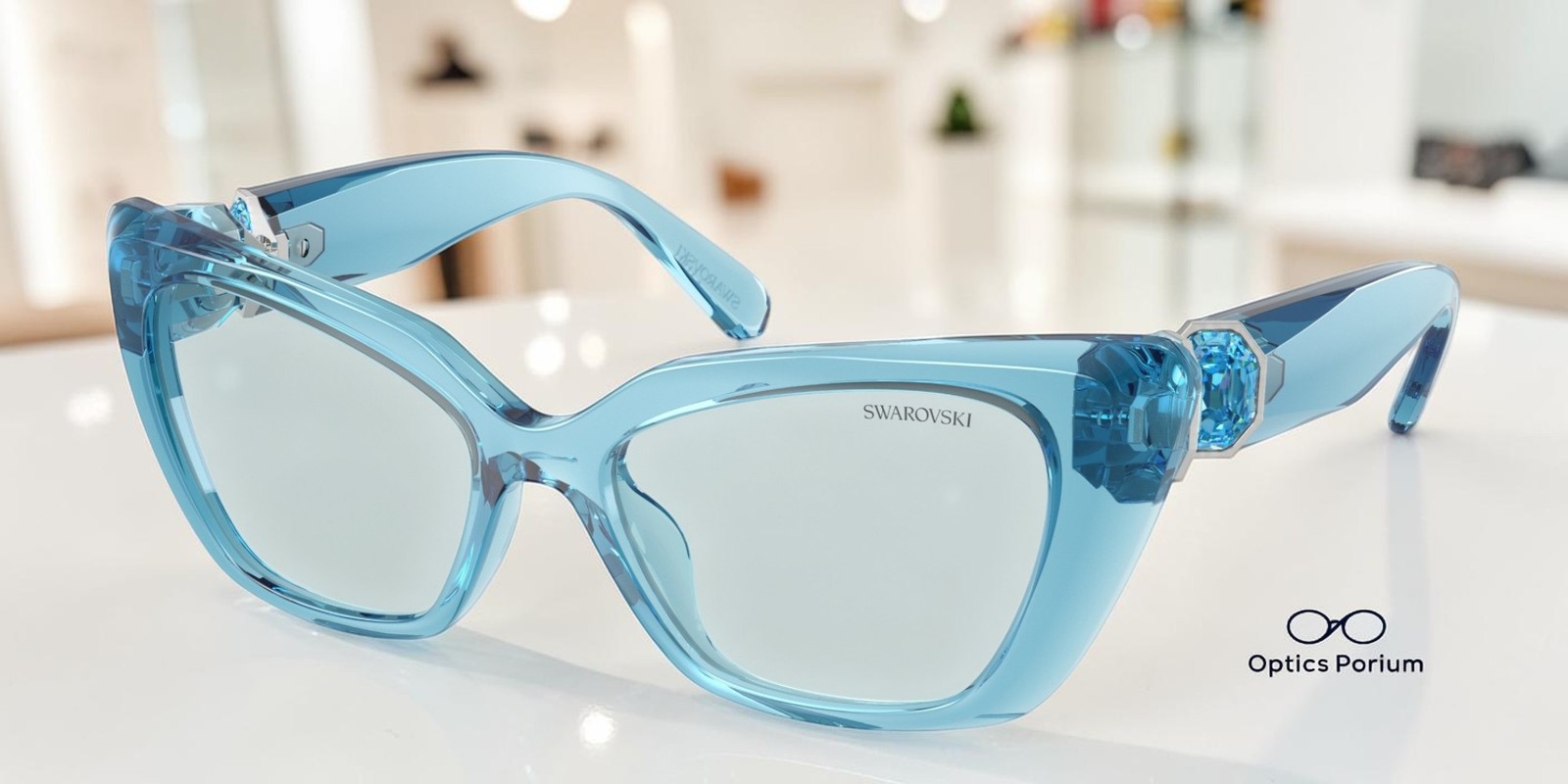 SWAROVSKI SK6047 107872 Transparent Light Blue Azure 54 mm Women\'s Sunglasses
