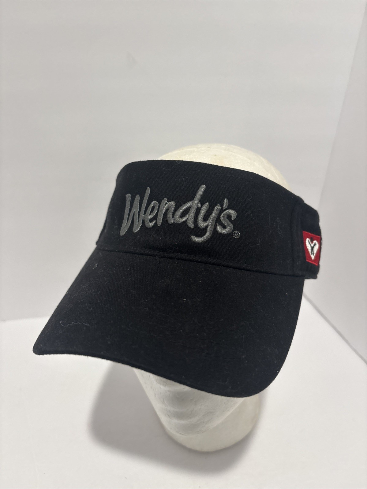 Wendys Dave Thomas Foundation Visor Hat Black Restaurant Uniform Cap