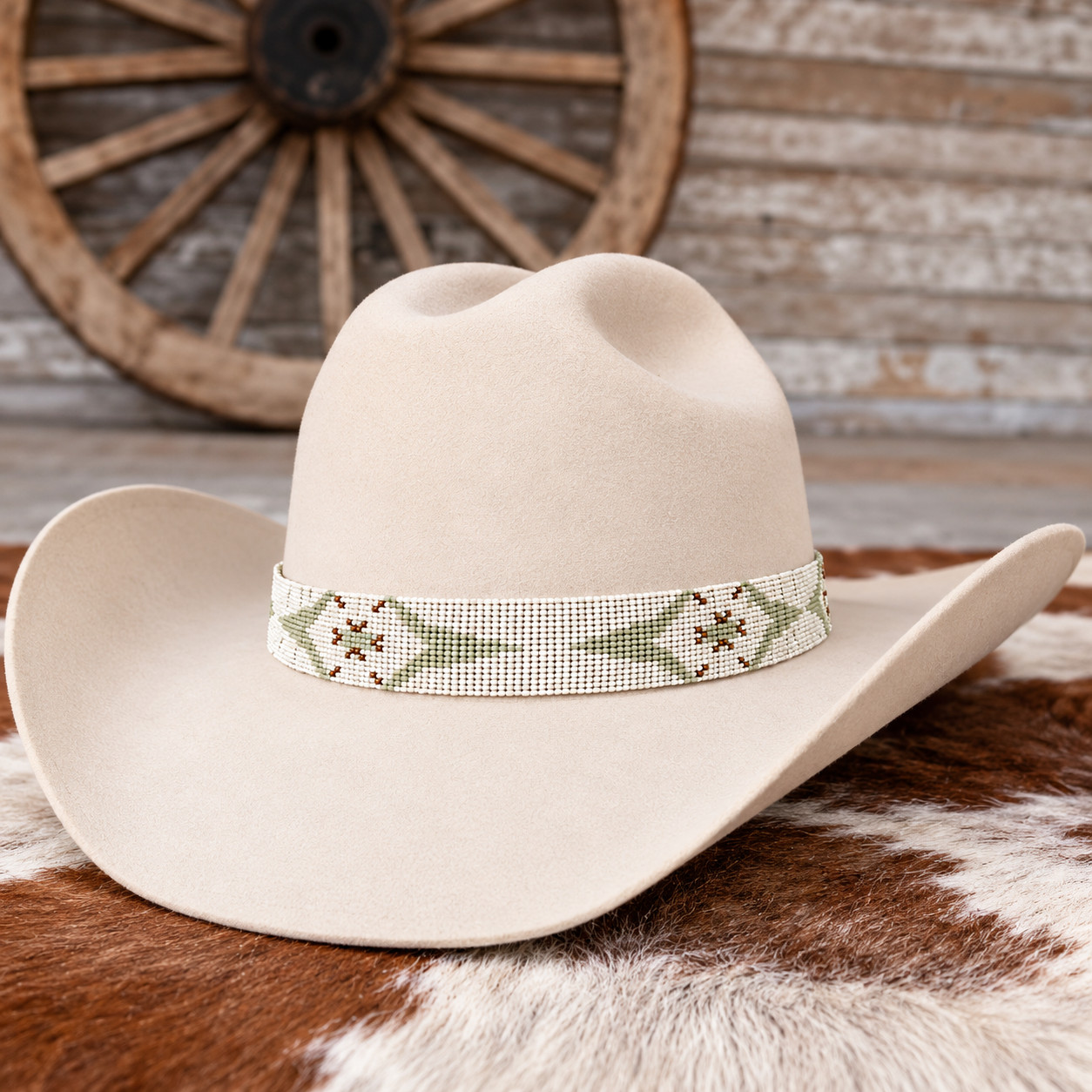 Handmade Beaded Hat Band, Boho Western Hatband, Colorful Seed Bead Hat Band.