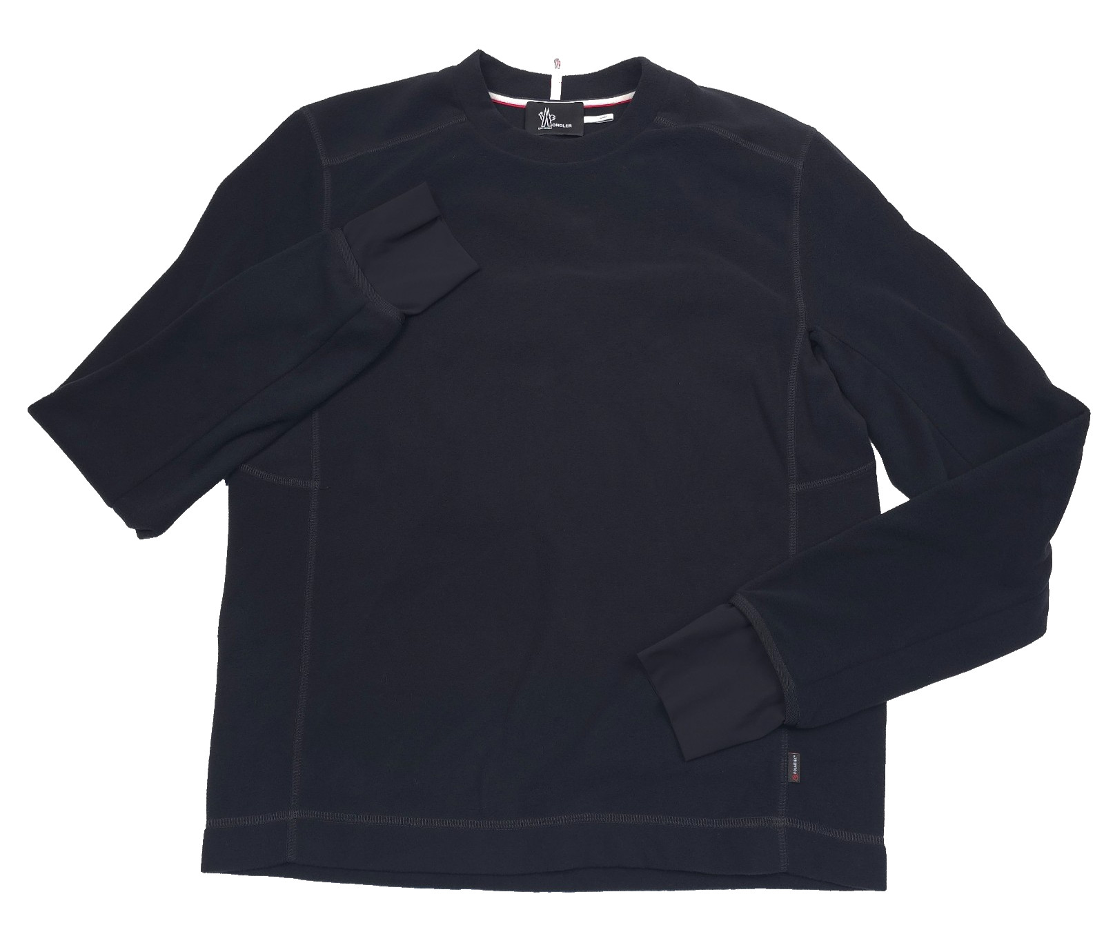 $565 Moncler Black Micro Series Fleece Crewneck Sweatshirt Italy Mens Medium