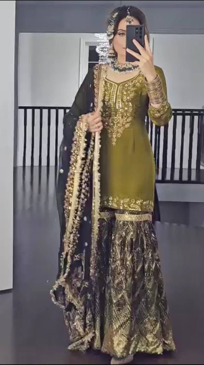 Pakistani Indian Wedding Sharara Suits Party Wear Dress Bollywood Salwar Kameez