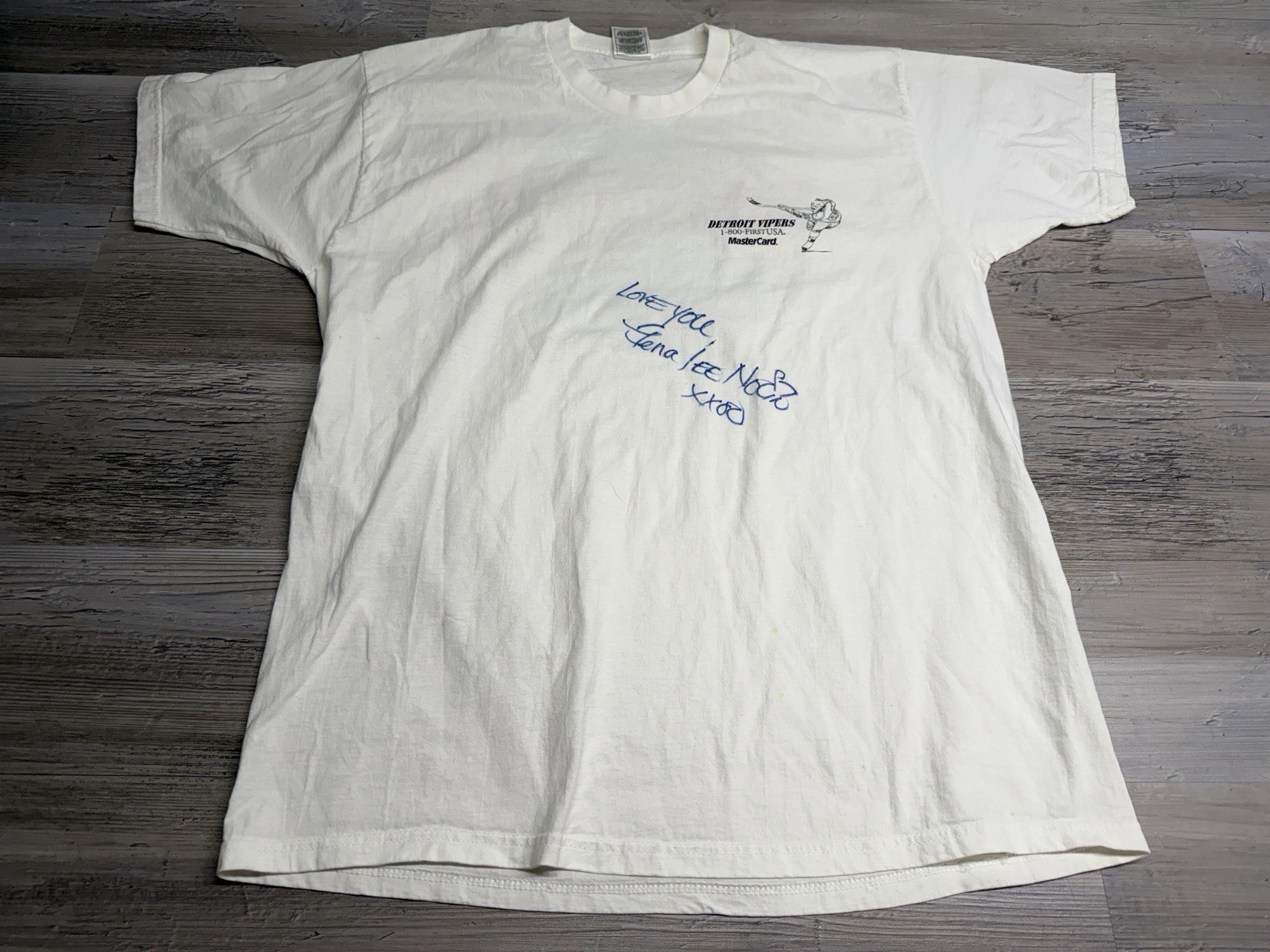 Vintage Gena Lee Nolin Signed Autographed Baywatch Detroit Vipers Tee XL 90s