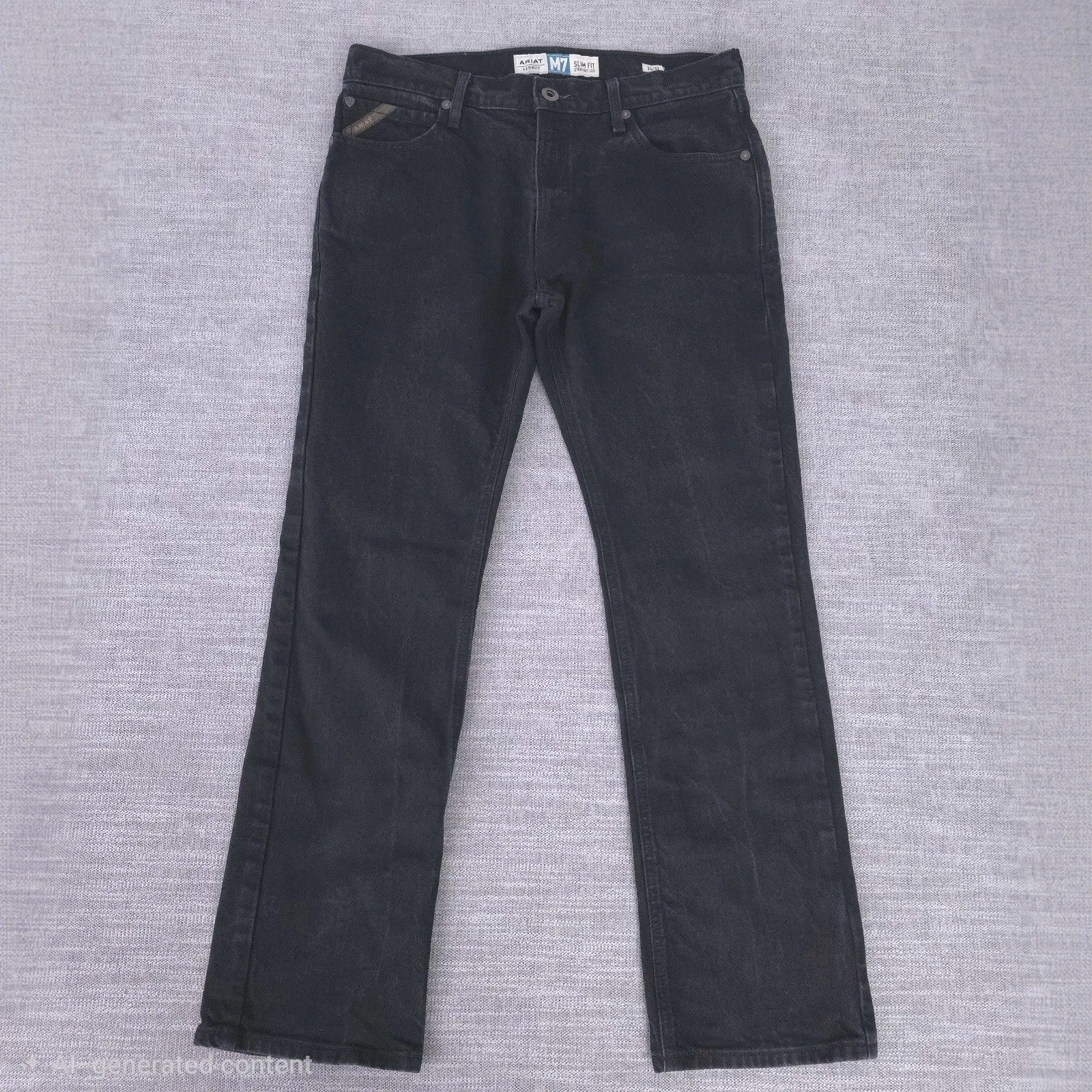 Ariat M7 Mens Jeans 34x32 Black Slim Fit Straight Leg Denim Cowboy Western EUC
