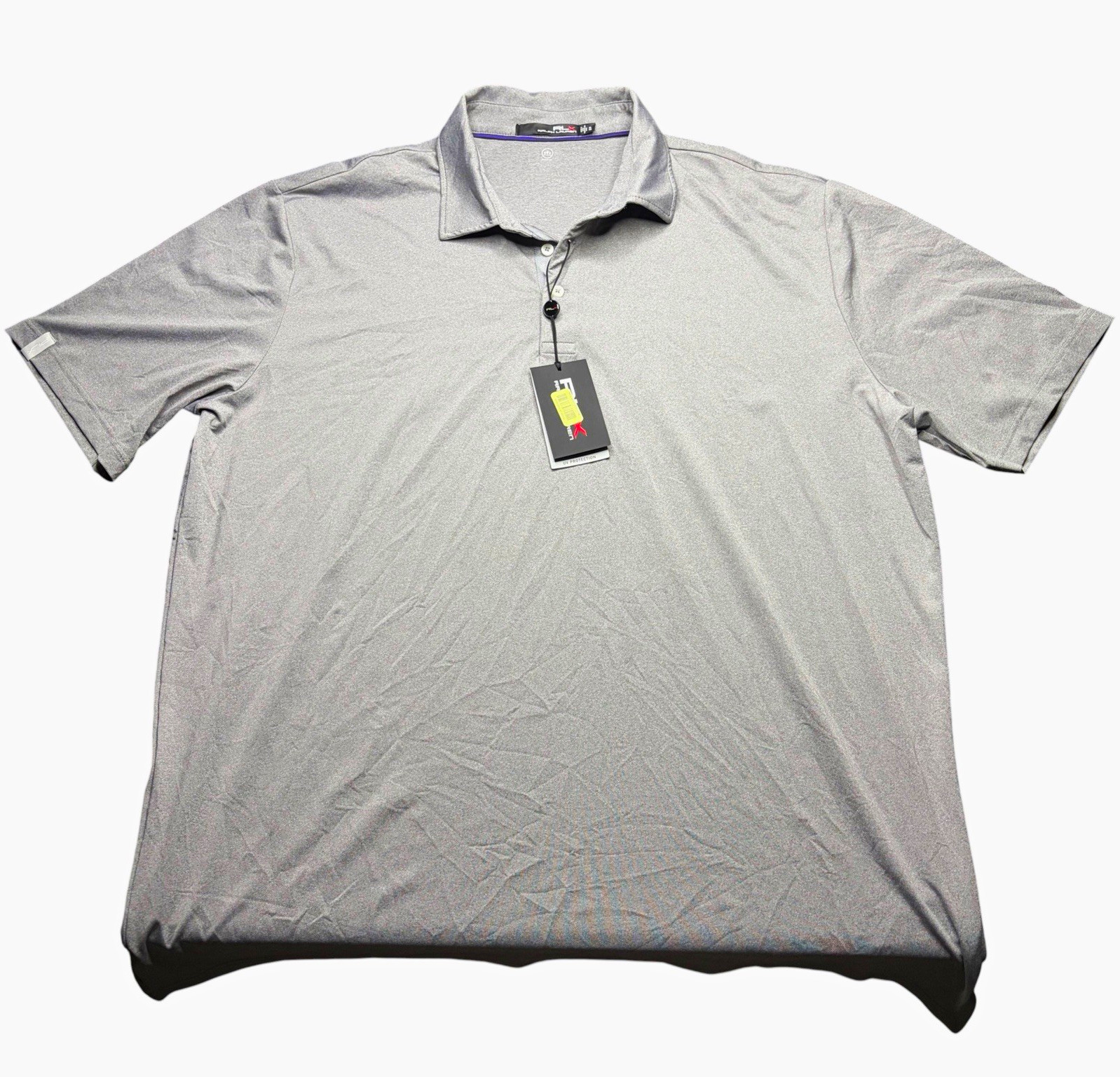 NWT RLX Ralph Lauren Mens XL Gray Short Sleeve Polo Shirt Moisture Wicking Golf