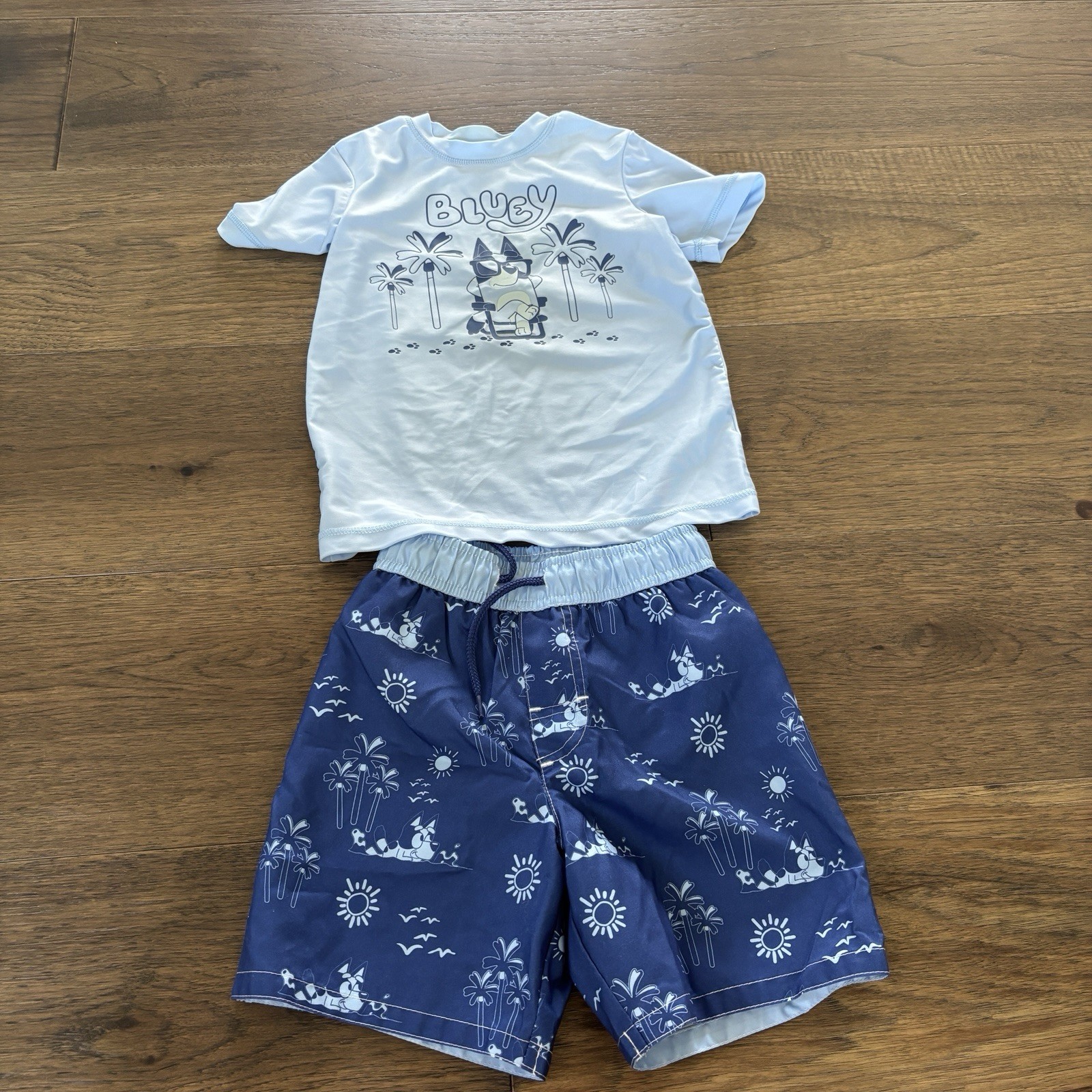 Bluey Boys Bathing Suit Set Size 5 Rash Guard, Shorts