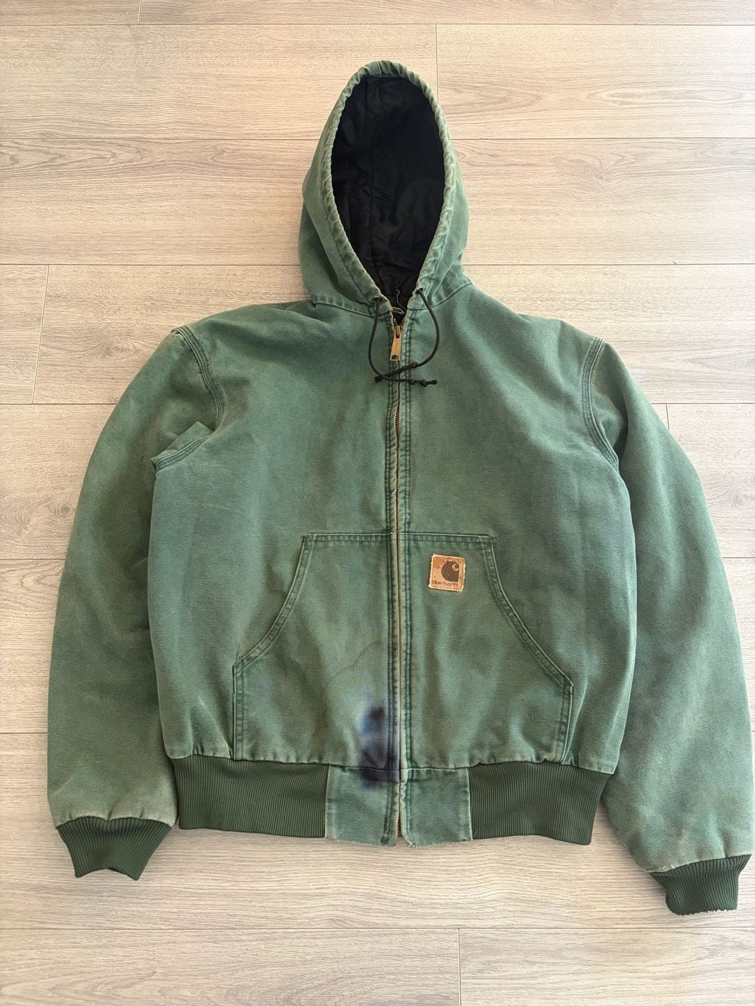 Carhartt JQ294 Active Jacket Size Large Green Quilted Lined USA