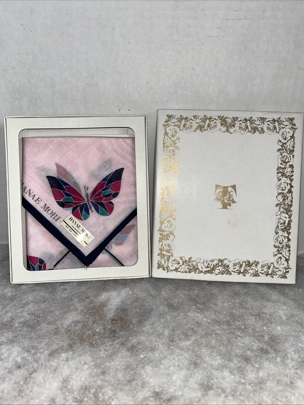 Vtg 1988-93 Hanae Mori Butterfly 100% Cotton Handkerchief NIB Takashimaya, Japan