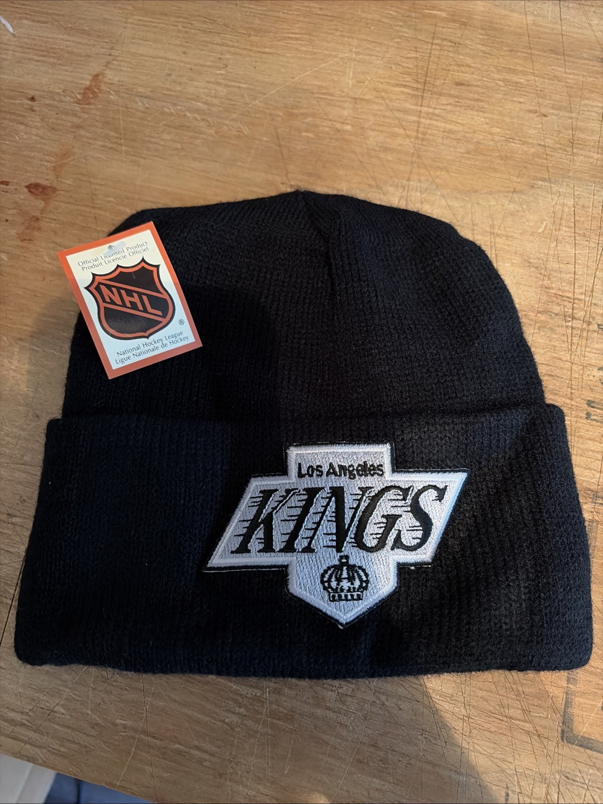 NWT Vtg 90s Los Angeles Kings Hockey Spell Out Wool Winter Beanie Hat USA Black