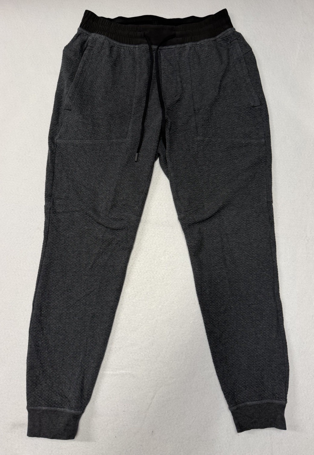 Lululemon Mens At Ease Joggers Size Medium Gray Textured Knit Stretch Comfort