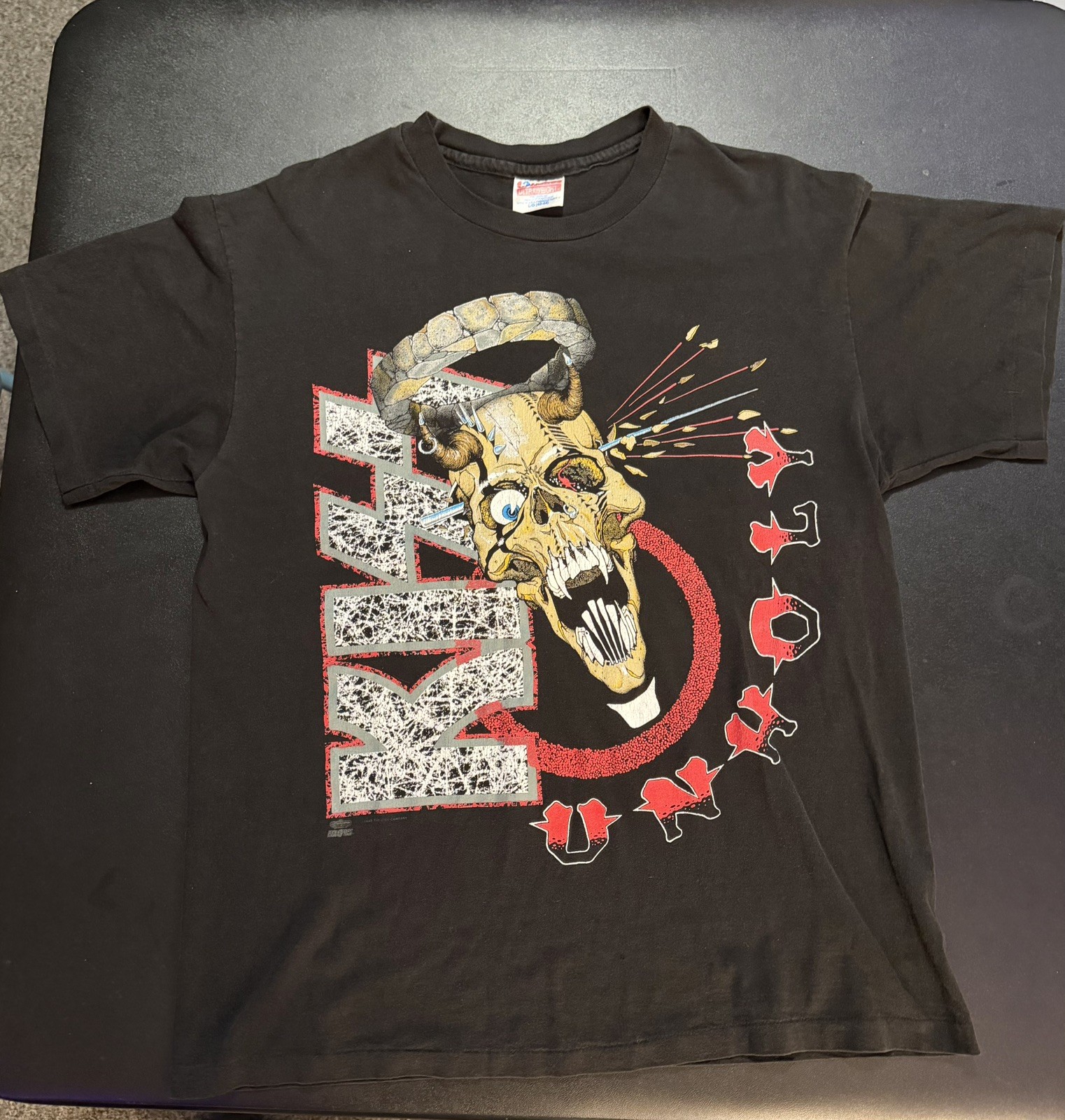 Vintage 90\'s UNHOLY KISS Band concert tour  single stitch T-shirt Adult L Rare 