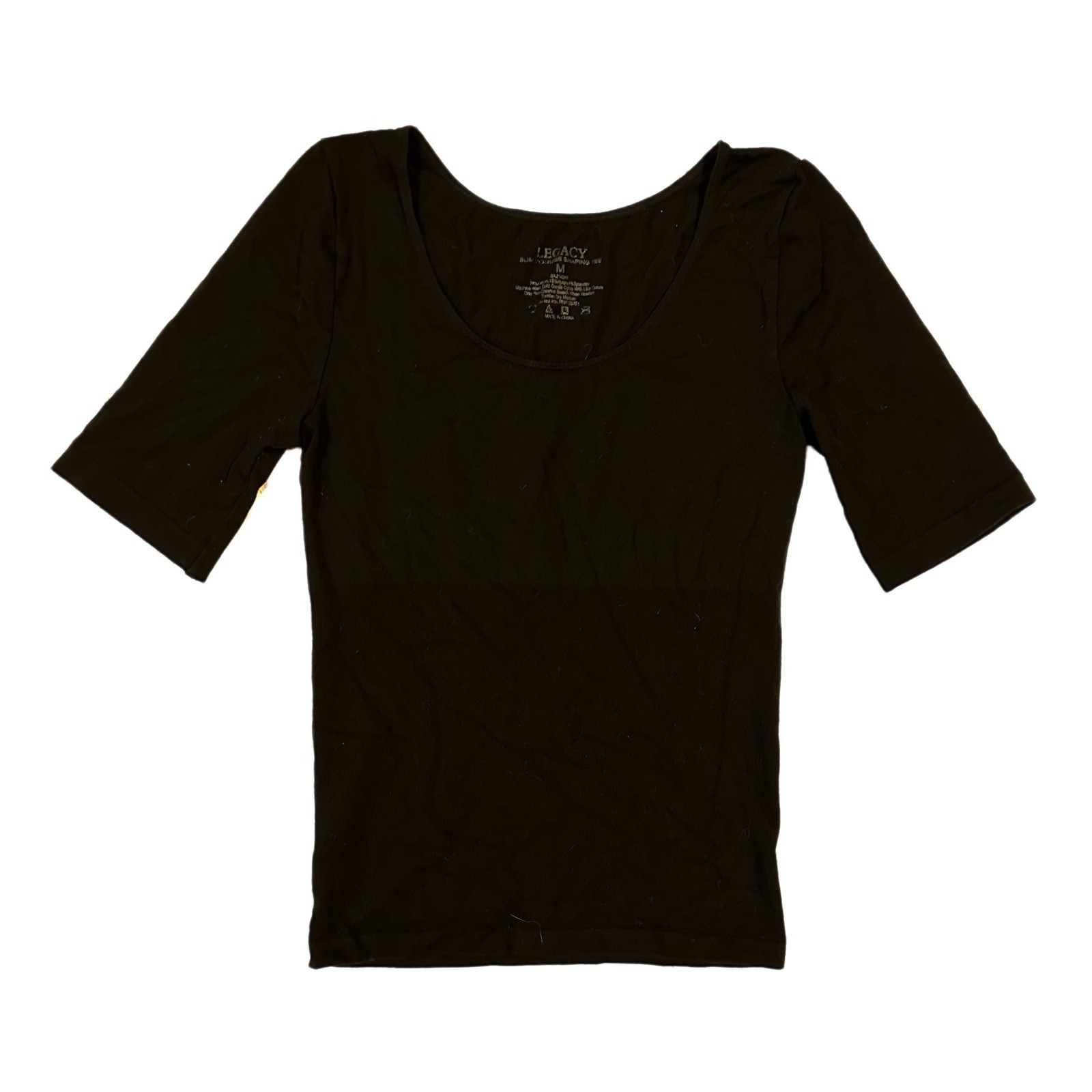 Legacy Slim Disguise Shaping Tee Women’s Medium Black Cotton Nylon Spandex 