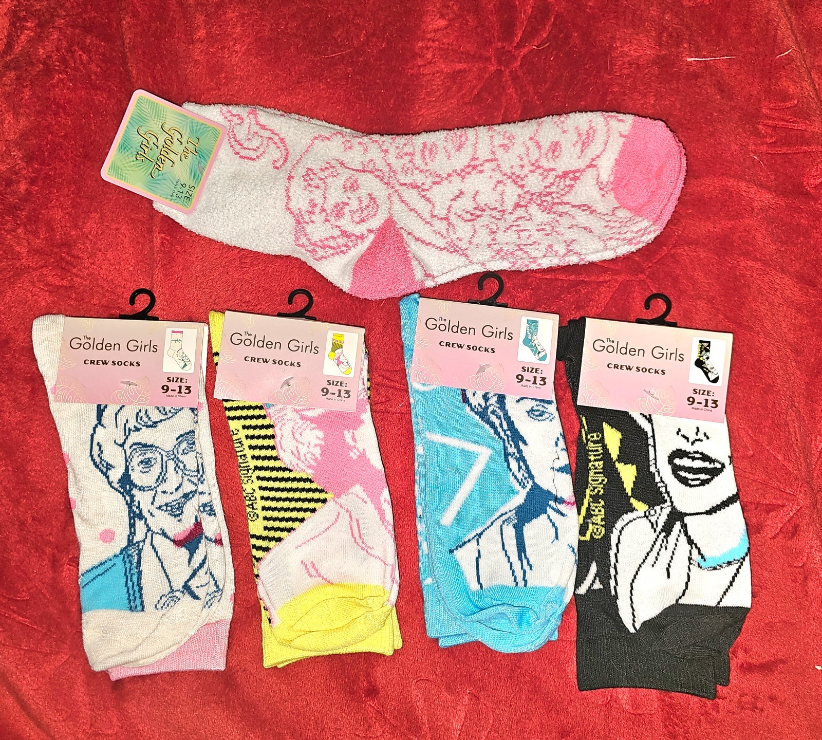 The Golden Girls Crew Socks. Set of 5. Rose, Blanche, Sophia, Dorothy size: 9-13