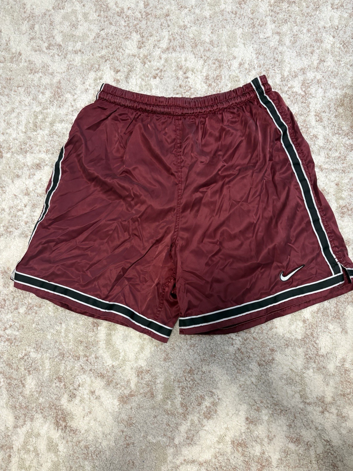 Nike 90s Very Rare Vintage America Nylon Soccer Shorts Maroon Red Satin Large L