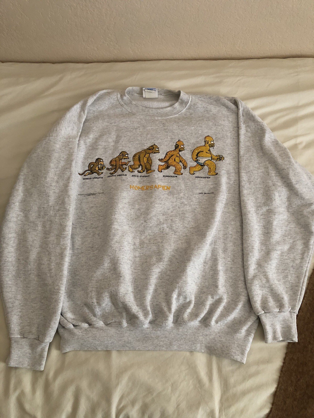Vintage 1996 The Simpsons Homer Homersapien Crewneck Sweater Size XL Made In USA