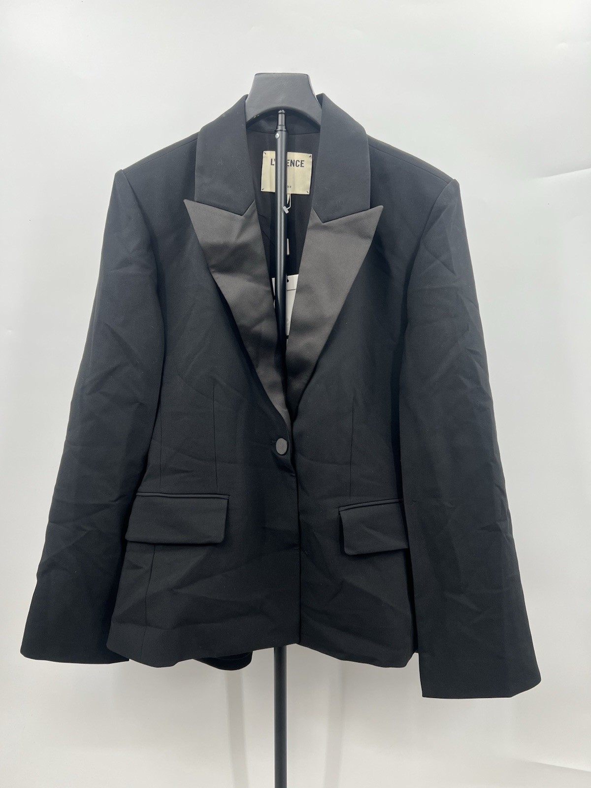 L\'Agence Blazer Black Tuxedo Satin Peak Lapel Single Button Suit 6